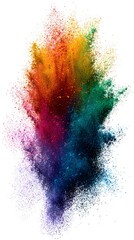 Fototapeta premium Transparent PNG of rainbow dust powder explosion, dynamic and festive