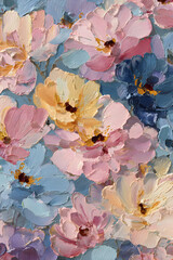 Serenity in Bloom: Gouache Brushwork Embracing Pastel Florals in Tranquil Harmony