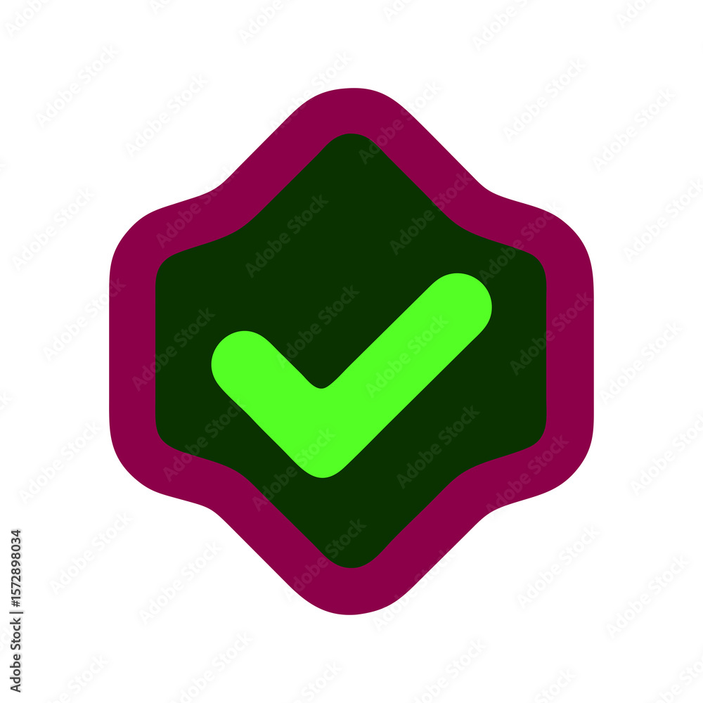 Poster green glossy vector web button with a download arrow and a checkmark symbol