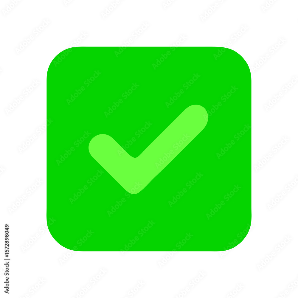 Poster green check mark icon button for web design success