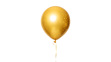 Gold balloon PNG with copy space. Floating festive balloons on transparent background, perfect for celebration, party, or birthday designs. Isolated cutout graphic element for decorations.