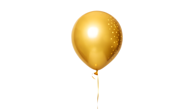 Gold balloon PNG with copy space. Floating festive balloons on transparent background, perfect for celebration, party, or birthday designs. Isolated cutout graphic element for decorations. - Powered by Adobe