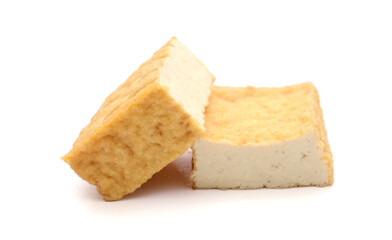 Fresh tofu on white background close up