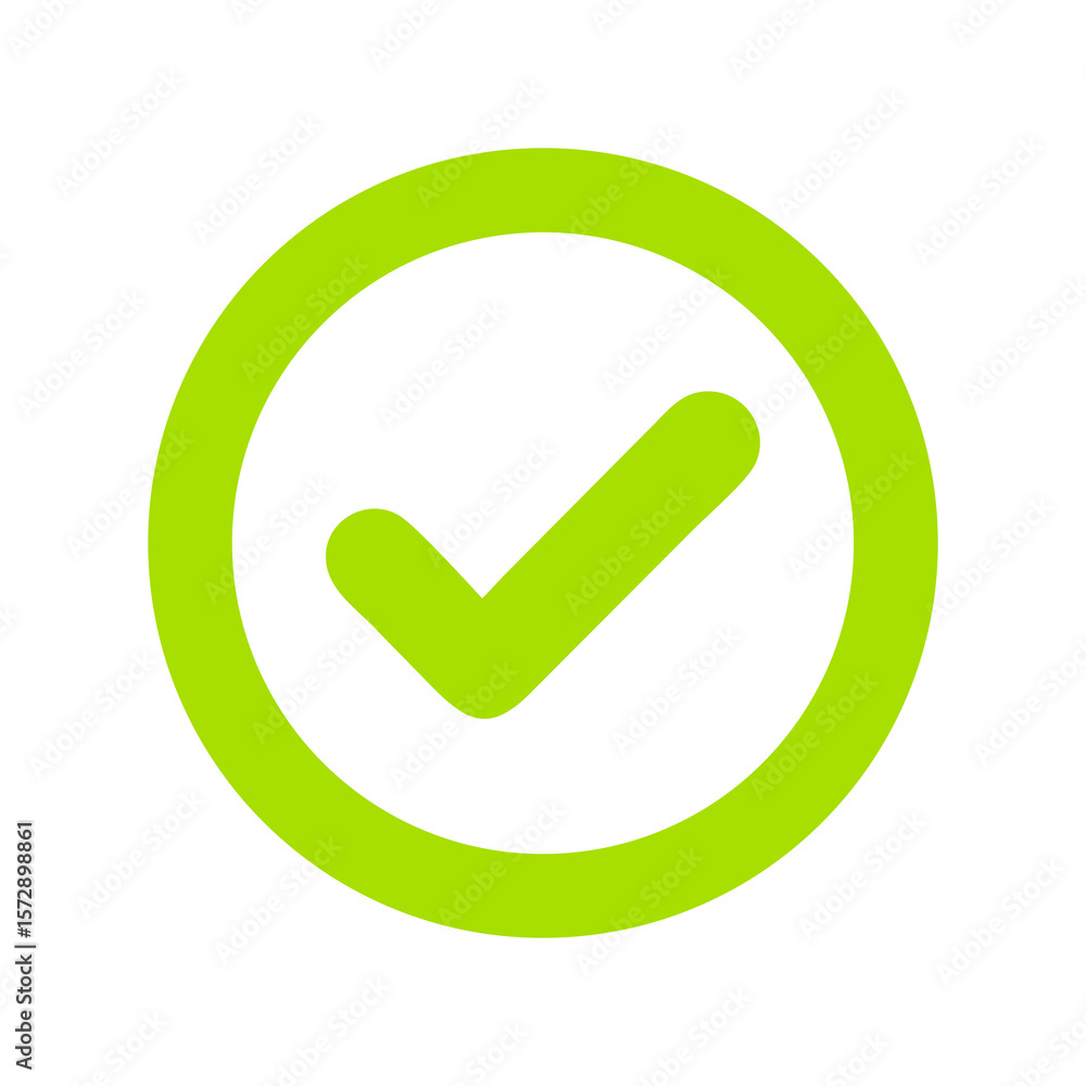 Poster green glossy 3d web vector check mark button icon for correct choice confirmation