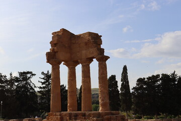 Agrigento, Sicily, Italy - April 6 2025 : Temple of Olympian Zeus in the Valley of the Temples