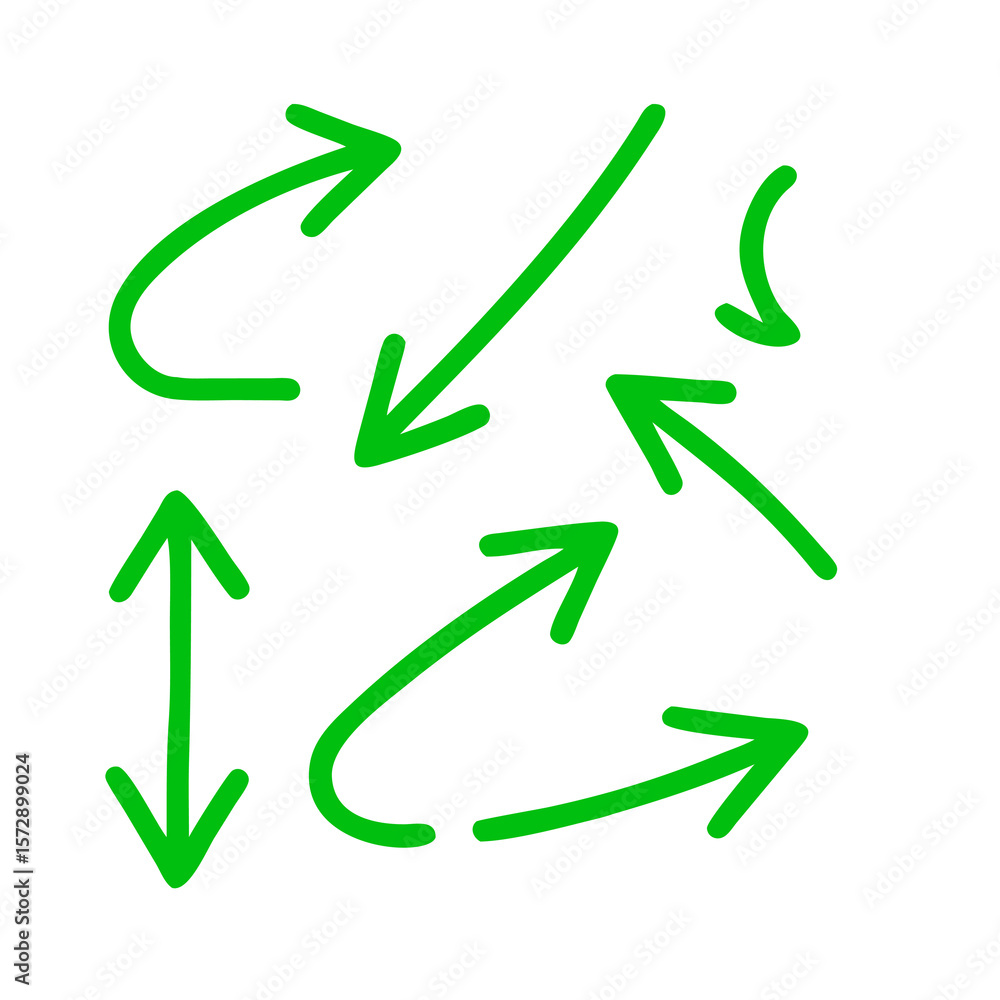 Aufkleber green hand drawn arrows: a set of directional symbols for wayfinding, navigation, and visual communi