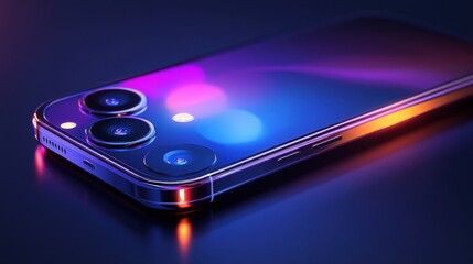 mobile phone with blue background