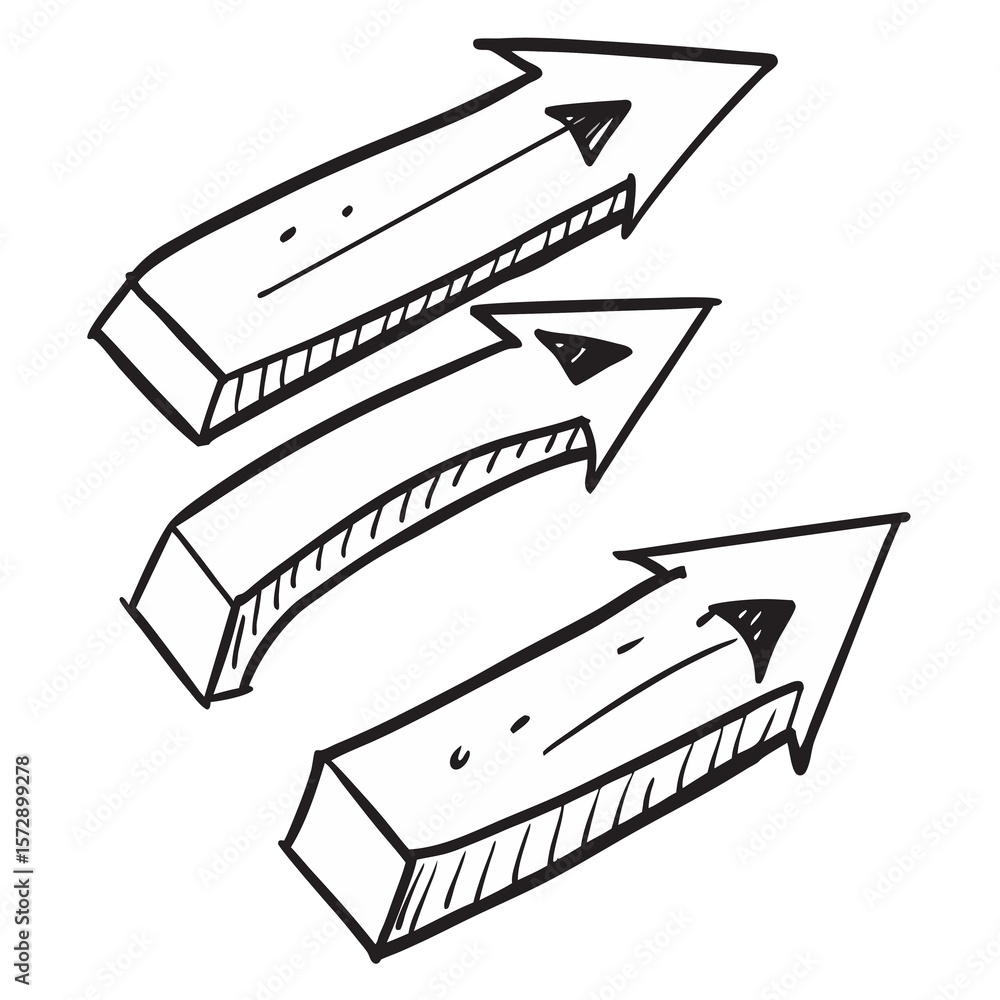 Poster hand drawn white arrows pointing upward on transparent background symbolizing growth, progress, and 