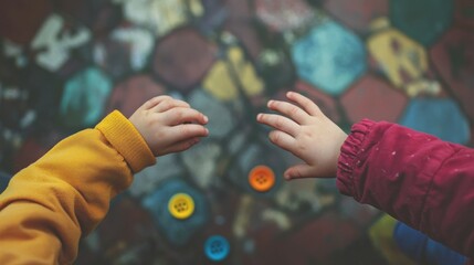 Childhood Innocence: Two Little Hands Reaching Out