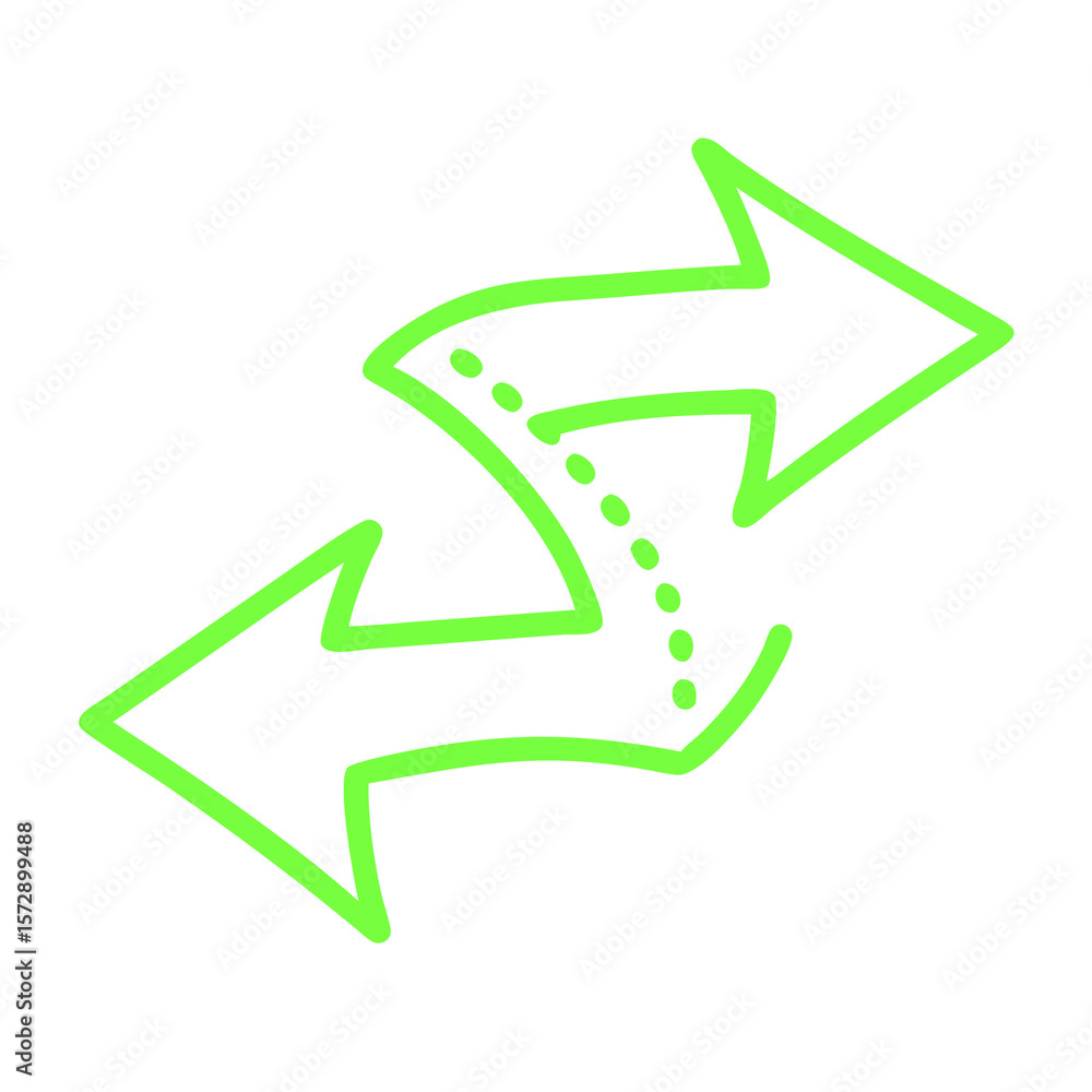 Poster stylized green exchange arrows on transparent backdrop representing interconnection, reciprocity, an