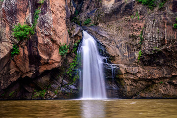 First tiered Chat trakan waterfall at chat trakan national park, phitsanulok, Thailand.