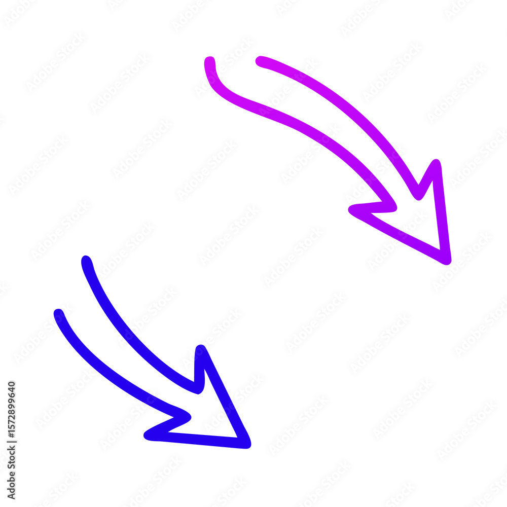 Poster two arrows pointing downward on a transparent backdrop, illustrating direction and guidance with a m