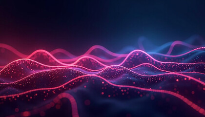 Fototapeta premium Elegant data visualization with glowing pink lines against a dark blue background, representing innovation and modern technology.