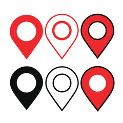 Red black location pin icons vector illustration marker symbol
