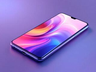 Modern smartphone displayed on a vibrant purple surface showcases a vivid, colorful screen with a sleek bezel design and stylish appearance.