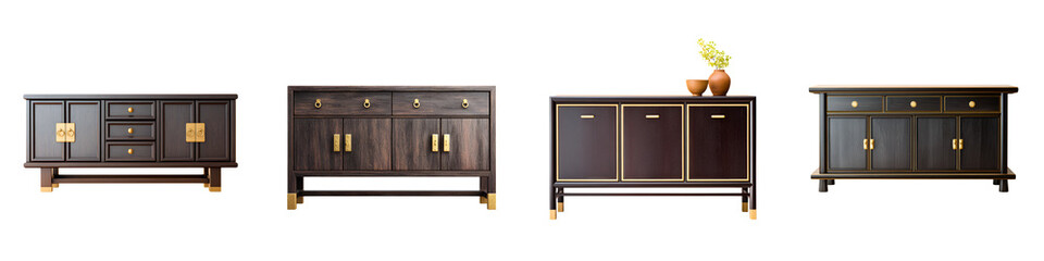 Elegant Dark Wood Sideboards Collection on White