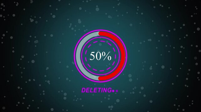  deleting animation. Loading bar formatting bar animated loading screen. Animation of deleting files over data processing 4K video