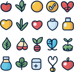 Medical heart and nature vector icons collection