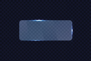 Neon glass frames collection with glowing blue light edges and transparent surfaces. Various geometric shapes - oval, rectangle, circle, square with translucent effect. Futuristic interface design.
