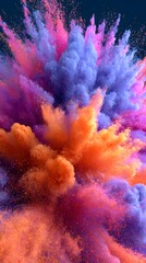 Dynamic festival explosion of rainbow powder, clean isolated visual