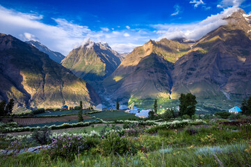 Mountain landscape with river and mountains. Tandi is a picturesque village, situated at the...