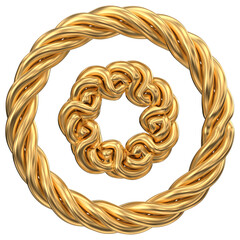 Gold Rope Frame: Circular Design Elements for Luxury Branding & Decoration