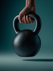 Woman Holding Kettlebell On Neutral Background