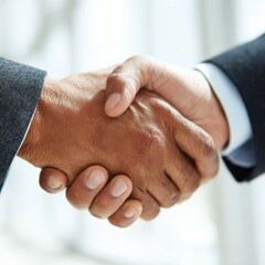 Diverse Business Handshake Between Two Professionals in Formal Clothing
