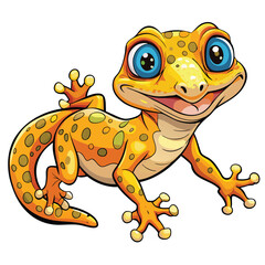 Obraz premium Cartoon gecko with large eyes and spots