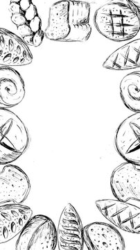 background frame animated food variety bread