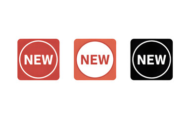 New Label collection set. Sale tags. Discount red ribbons, banners and icons. Shopping Tags. Sale icons. Red isolated on transparent white background