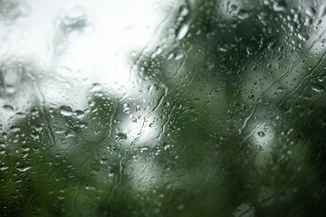 Raindrops on a car's windshield or windscreen