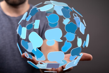 Abstract image depicting global communication and social media networking.  Perfect for technology,...