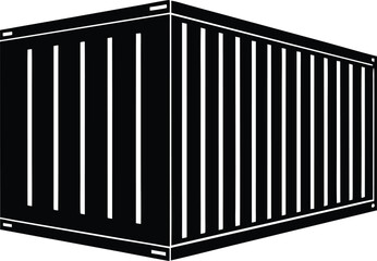 shipping container icon vector silhouette on transparent background