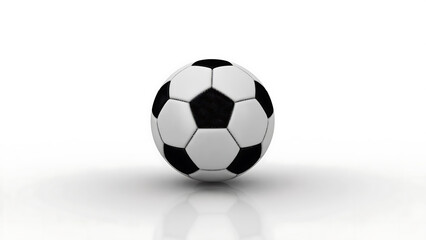 Naklejka premium A classic black and white soccer ball isolated on a clean white background with a subtle reflection.