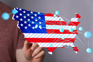Interactive digital map of the US, showing connections and networks across the country.
