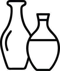 Vector art of a simple black and white illustration of two vases, one tall and one short