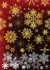 Seamless Christmas snowflake pattern on a red background, a festive winter holiday decoration