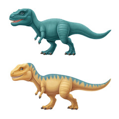 Obraz premium Colorful Cartoon Dinosaurs in Fun Poses - Blue and Orange Characters Perfect for Children’s Media and Educational Content Transparent background or png