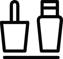 Vector art of a simple black and white illustration of a usb plug and a bottle