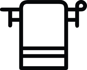 Vector art of a simple black and white illustration of a towel hanging on a rack