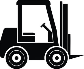 forklift icon vector silhouette on transparent background