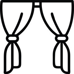 Vector art of a pair of elegant curtains tied back with knots, enhancing the rooms ambiance