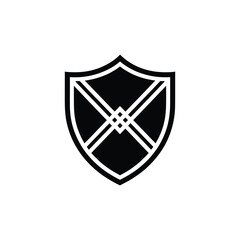 Minimalist Shield Icon with Geometric Lines