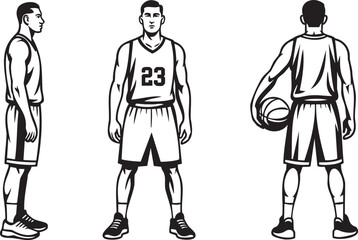 Basketball Players Team Lineup Silhouette