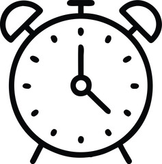 Vector art of a classic alarm clock shows the time, ready to wake you up for the day