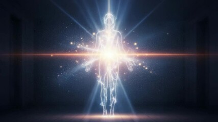Soul energy radiates as a luminous and ethereal presence departing the physical form in a mystical encounter - Powered by Adobe