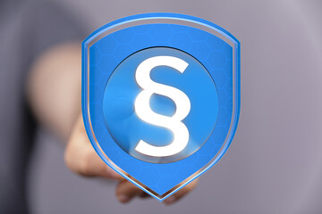 Secure your business with robust legal protection.  Image depicts a digital shield with a legal symbol.