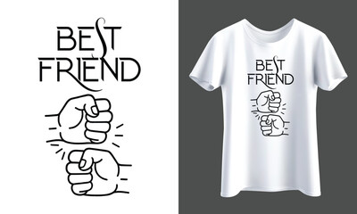 Best Friend Monoline Vector | Fist Bump Symbol Design Isolated and Customizable