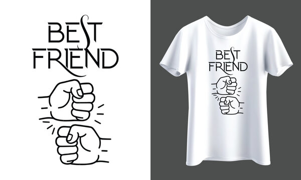 Best Friend Monoline Vector | Fist Bump Symbol Design Isolated and Customizable